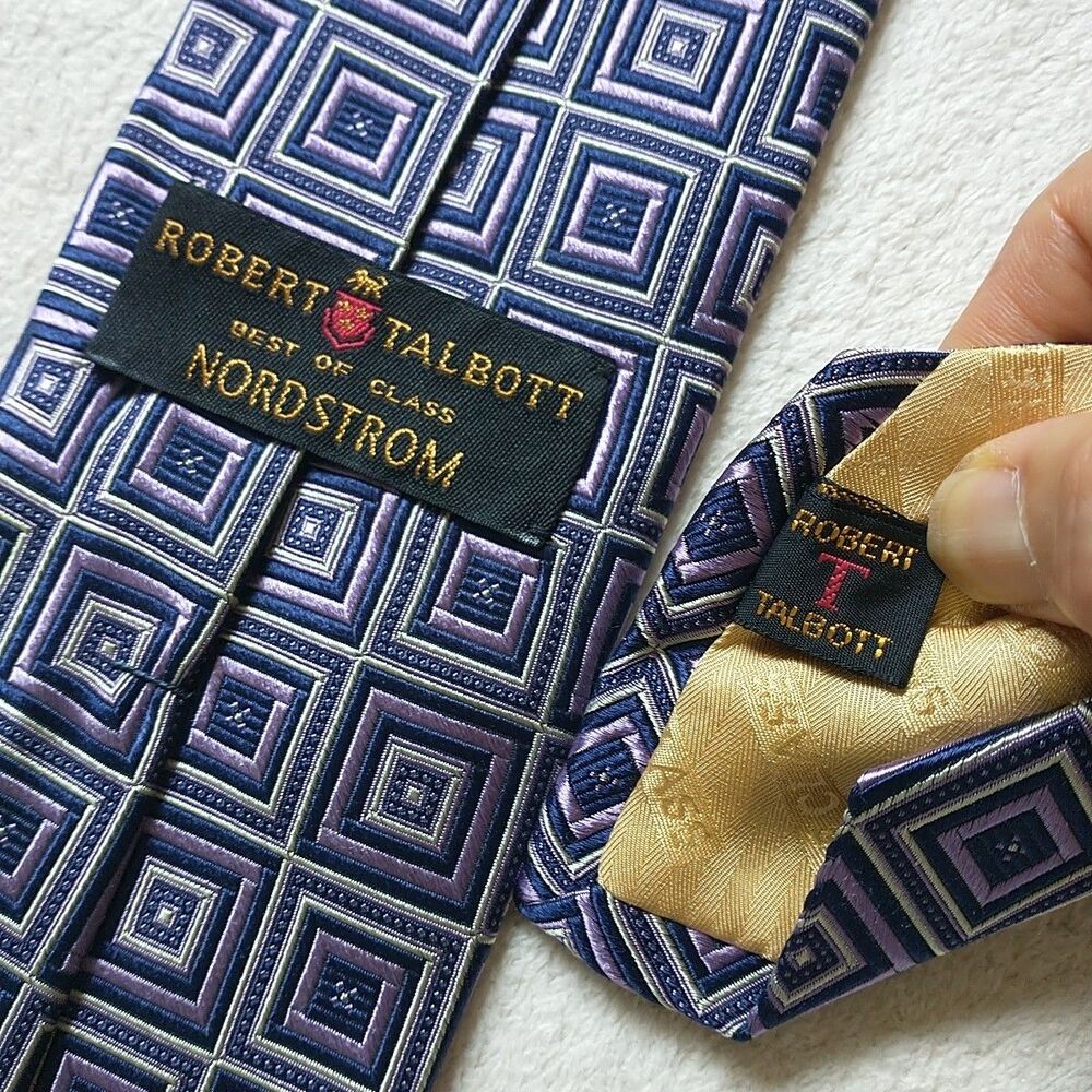 Robert Talbott Best of Class Tie Necktie Silk Geometric Purple Blue USA 3.75x59" - Picture 7 of 8